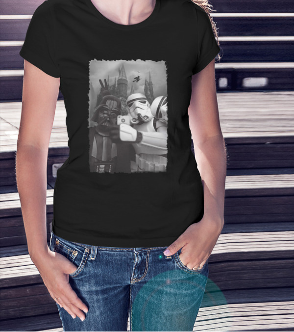 Hogwarts Selfie With Darth Vader And Stormtroopers Star Wars Crossover T-Shirt