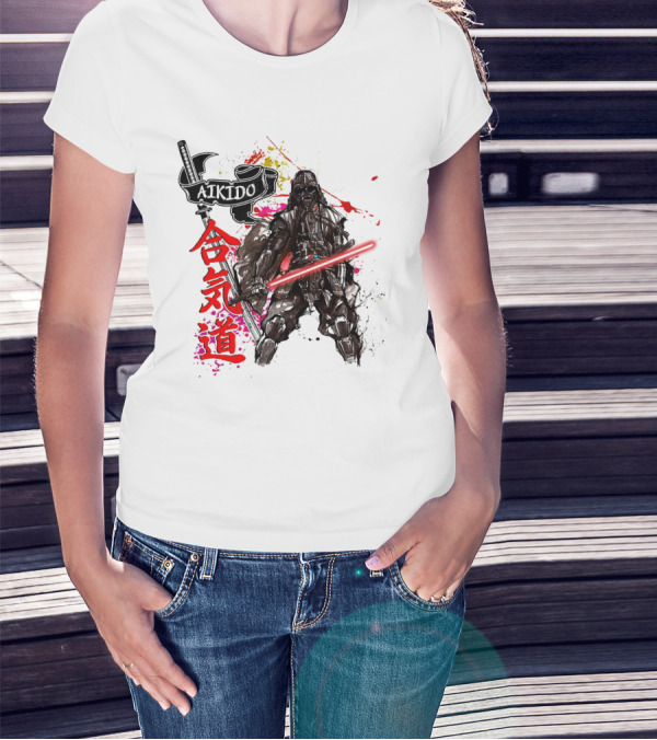 Aikido Samurai Darth Vader Star Wars Lightsaber Fusion T-Shirt