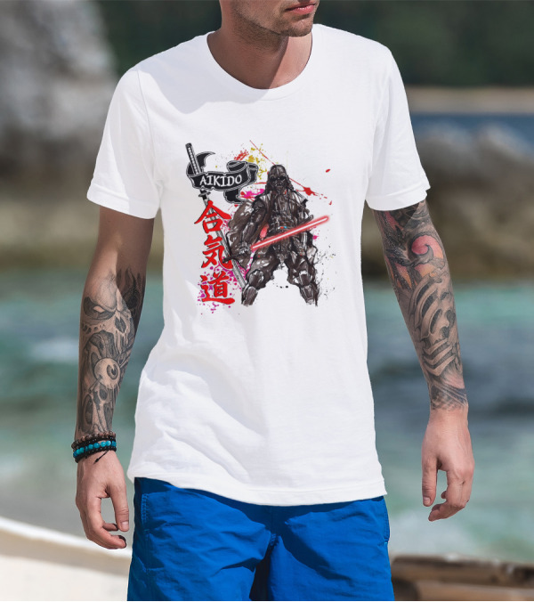 Aikido Samurai Darth Vader Star Wars Lightsaber Fusion T-Shirt