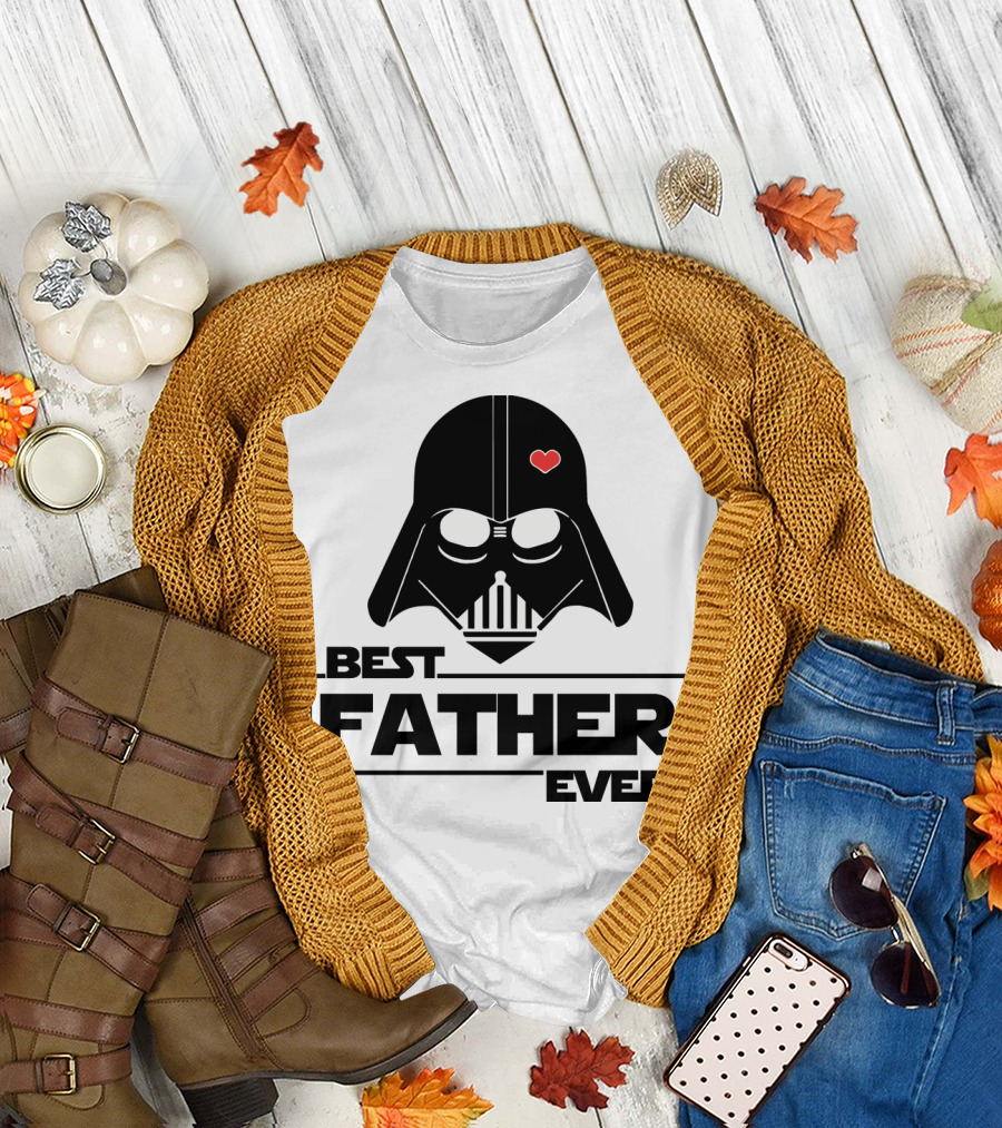 Best Father Ever Father's Day Darth Vader Star Wars Helmet Heart T-Shirt