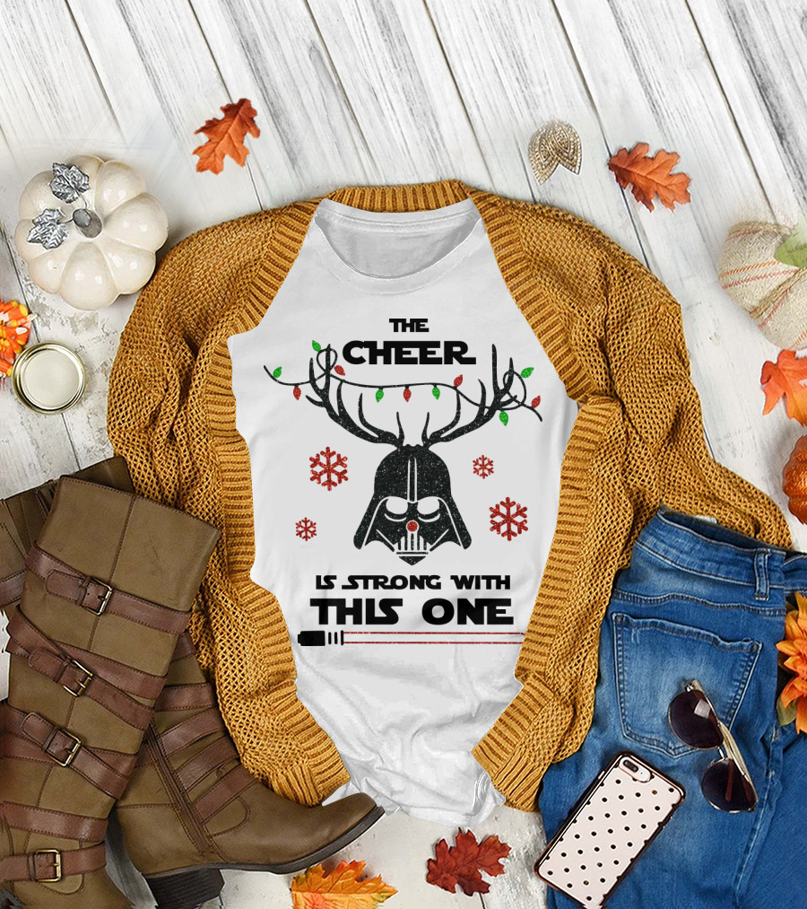 Darth Vader Christmas Cheer Glitter Star Wars Reindeer Lights Snowflakes T-Shirt