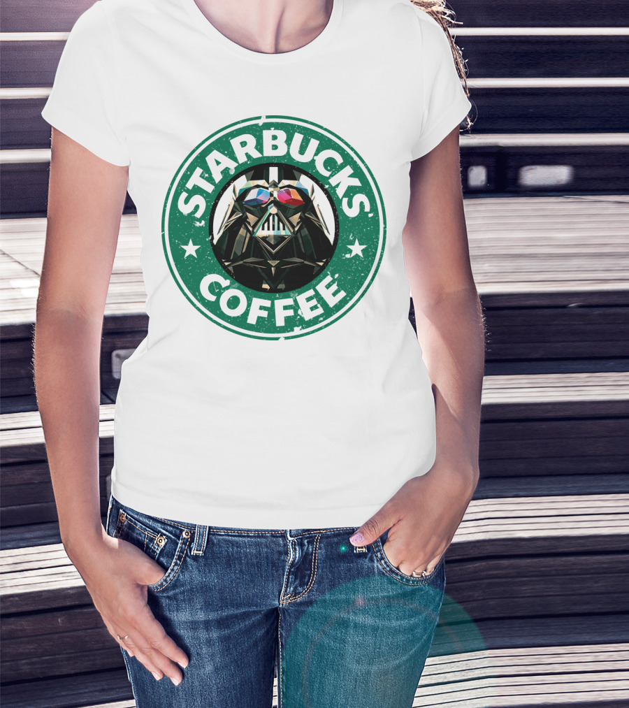 Starbucks Coffee Darth Vader Star Wars Logo Mashup T-Shirt