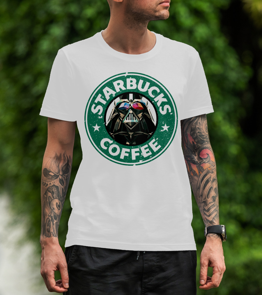 Starbucks Coffee Darth Vader Star Wars Logo Mashup T-Shirt