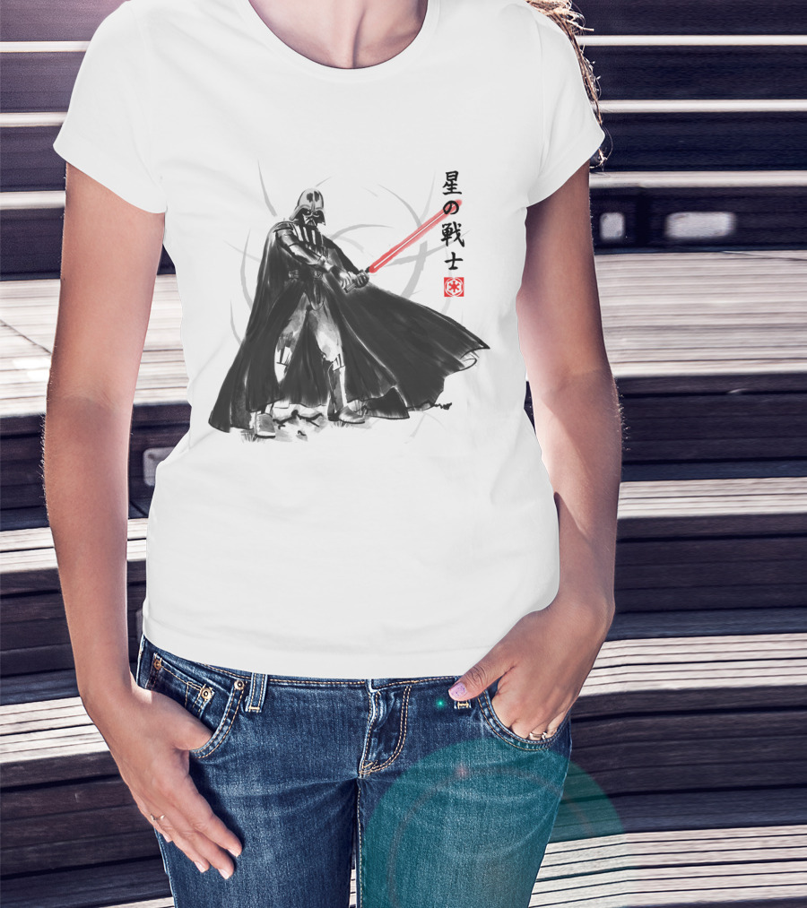 Vader Knight Sumie Japanese Style Darth Vader Star Wars Kanji Scene T-Shirt