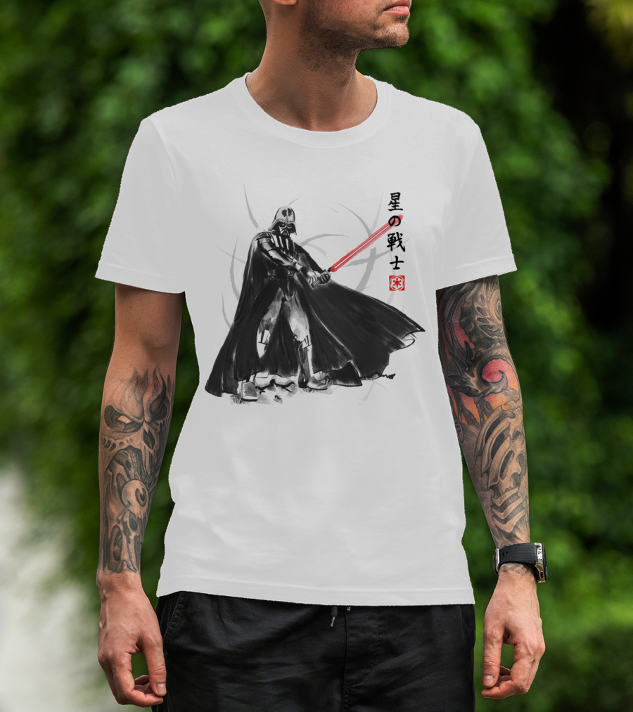 Vader Knight Sumie Japanese Style Darth Vader Star Wars Kanji Scene T-Shirt