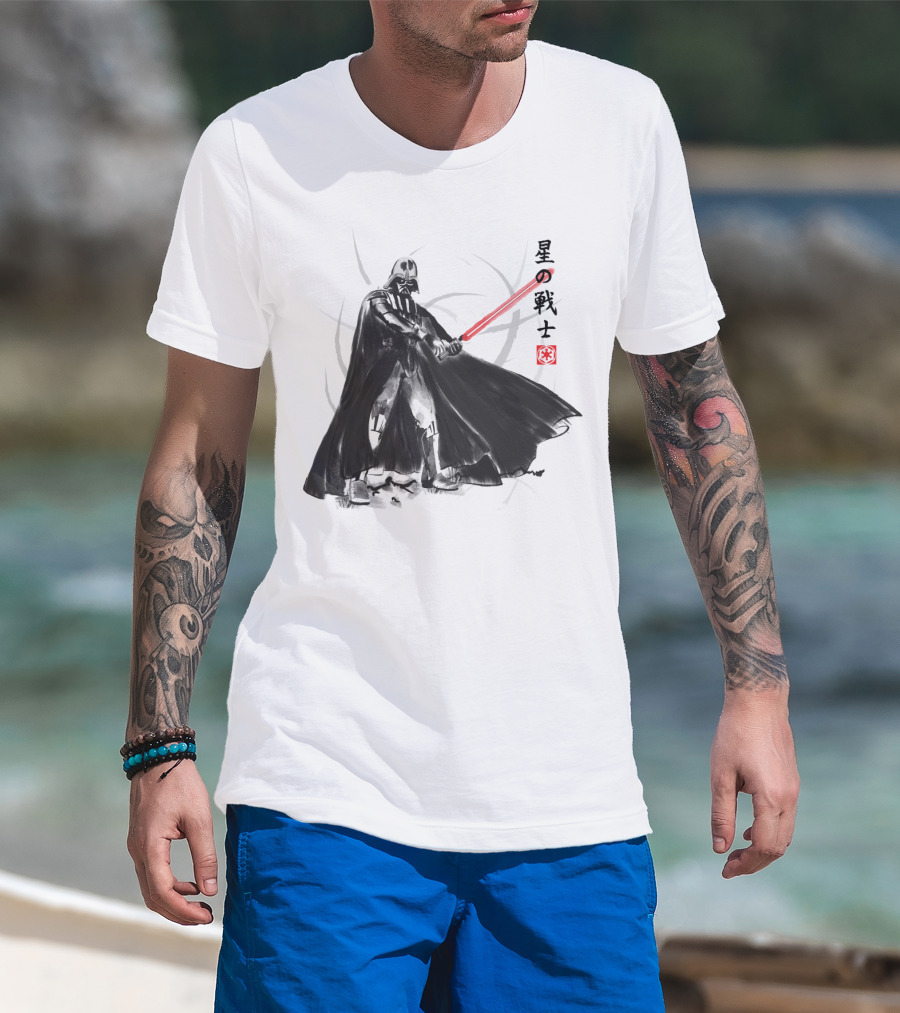 Vader Knight Sumie Japanese Style Darth Vader Star Wars Kanji Scene T-Shirt