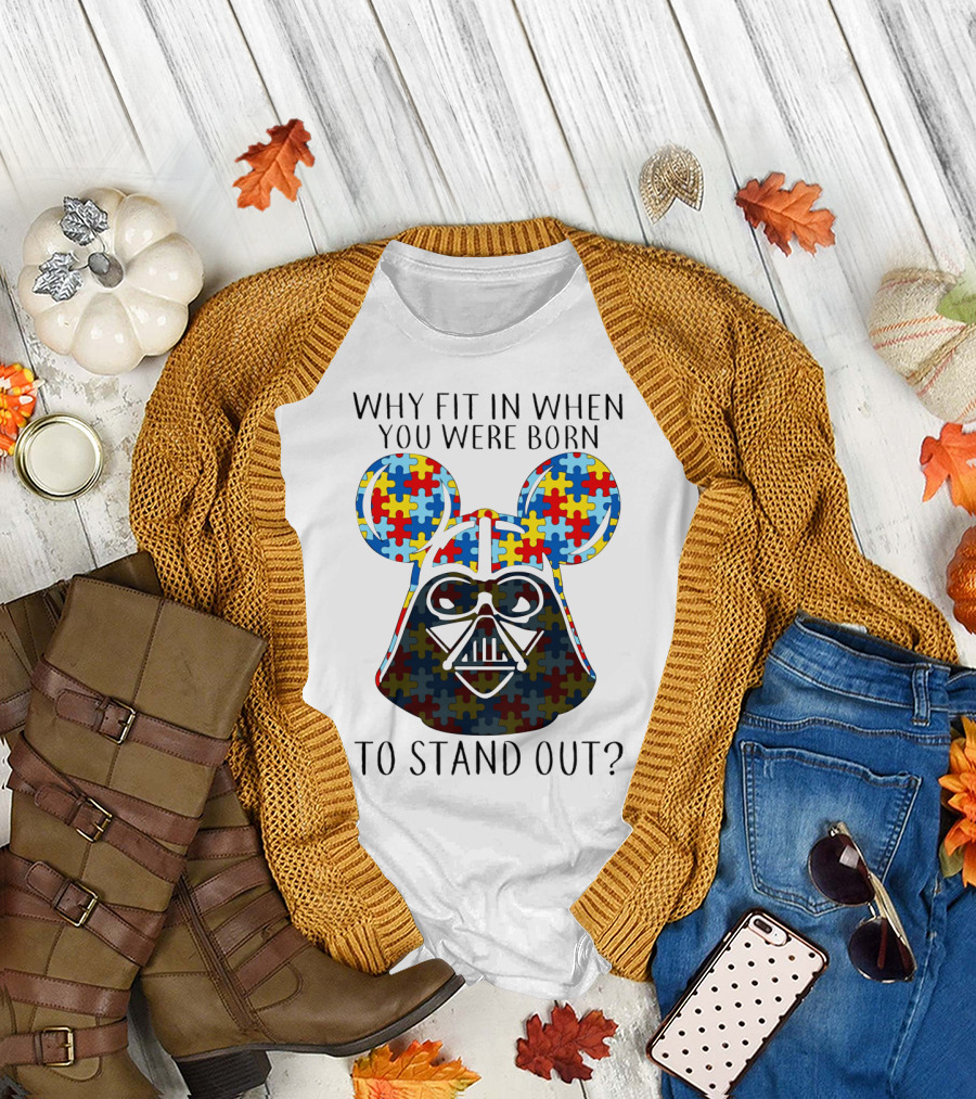 Why Fit In When You Were Born To Stand Out Darth Vader Puzzle Ears T-Shirt
