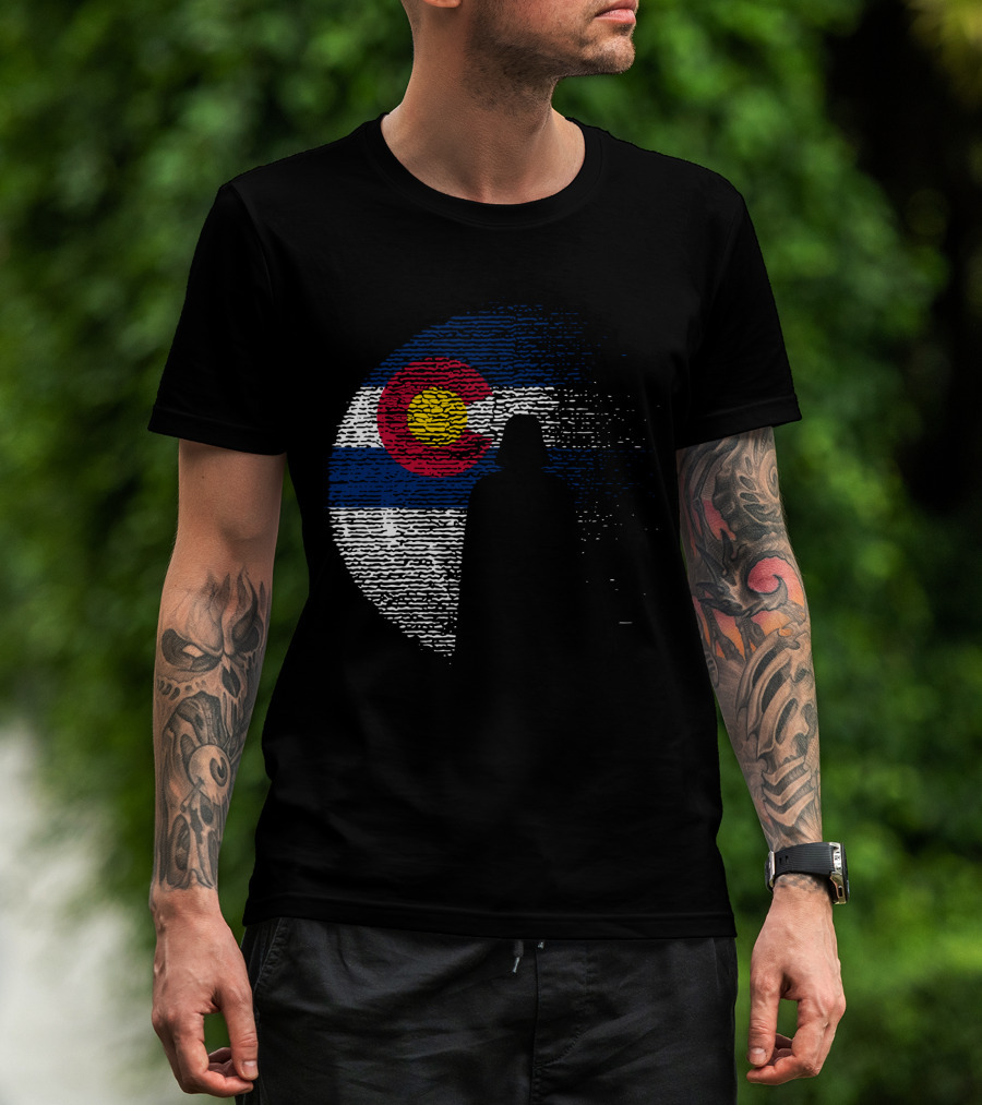 Colorado State Flag Darth Vader Death Star Moon T-Shirt