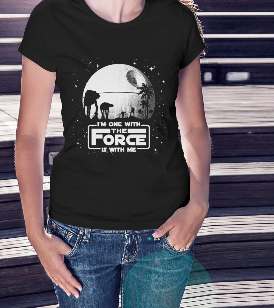 I'm One With The Force Is With Me Death Star Moon Star Wars T-Shirt