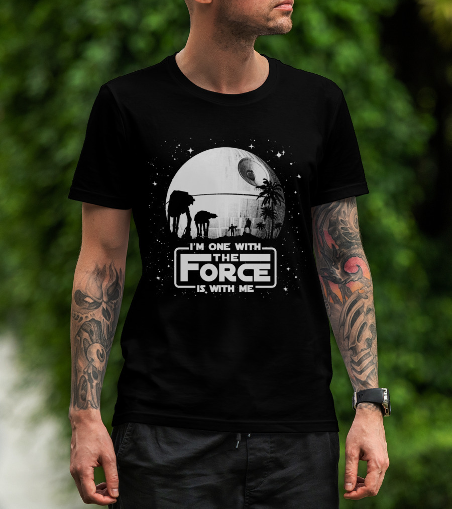 I'm One With The Force Is With Me Death Star Moon Star Wars T-Shirt