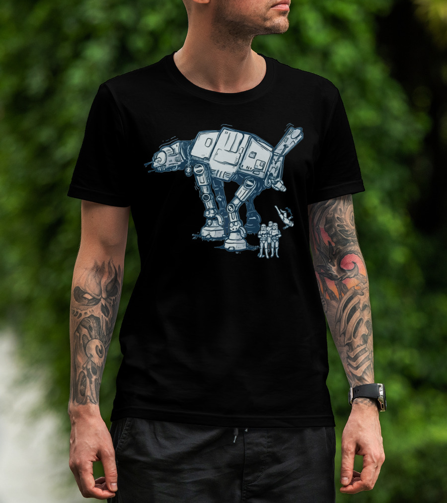 Funny AT AT Star Wars Droids With Stormtroopers And Imperial Walker T-Shirt