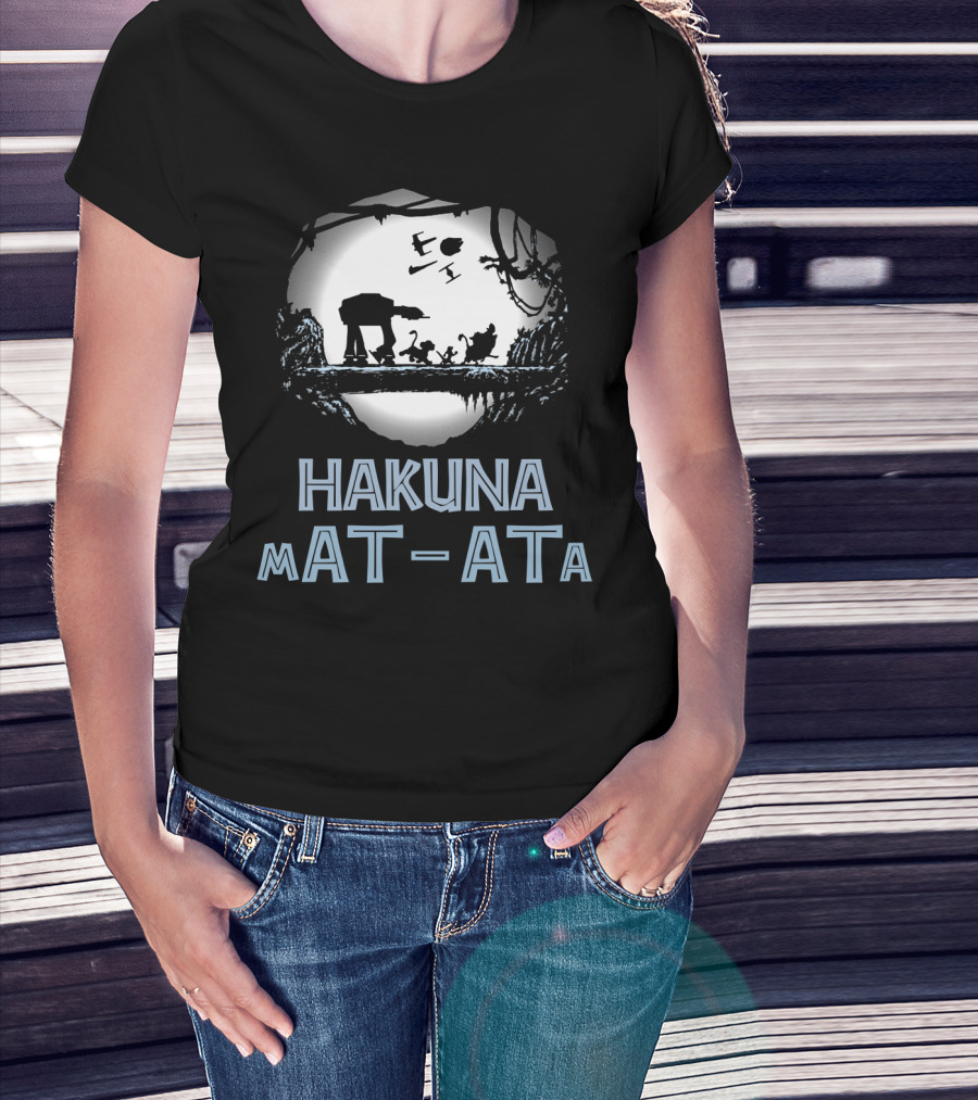 Hakuna Mat Ata Droids Star Wars AT-AT Silhouette Moon Disney Crossover T-Shirt