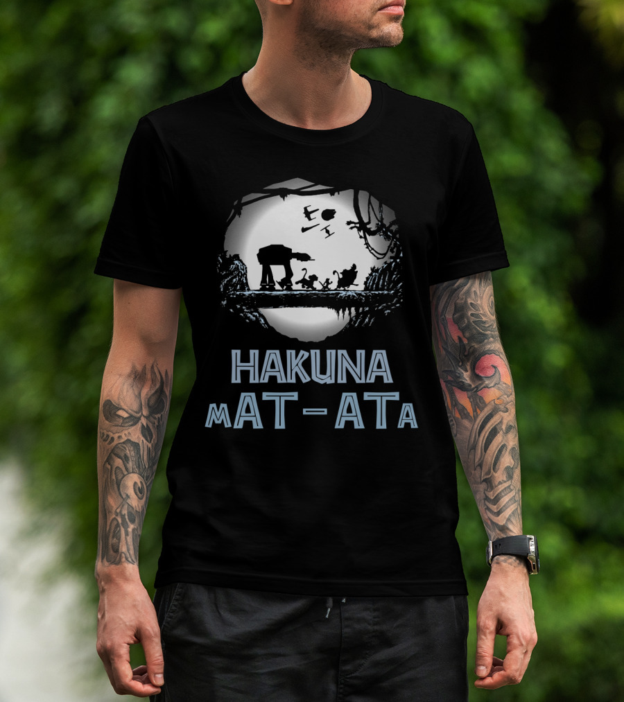 Hakuna Mat Ata Droids Star Wars AT-AT Silhouette Moon Disney Crossover T-Shirt
