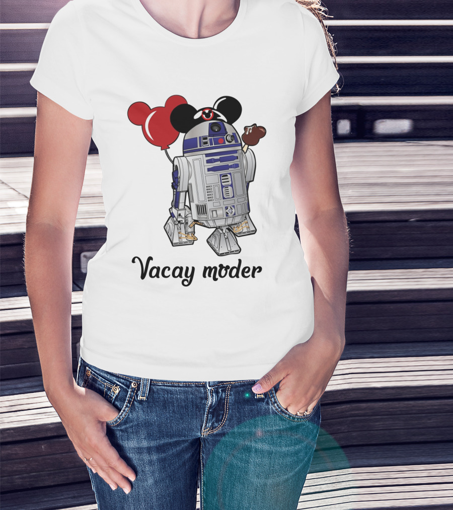 Vacay Mode R2 D2 Droids Star Wars Mickey Balloon Ice Cream T-Shirt