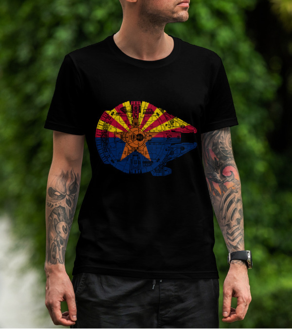 Arizona Flag Meets The Millennium Falcon Spaceship Fusion T-Shirt