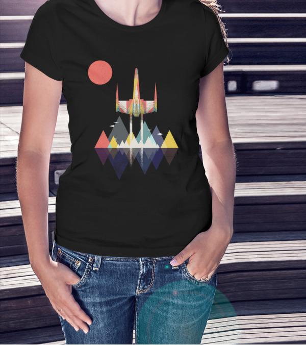 Star Wars Millennium Falcon Sunset Style Retro T-Shirt