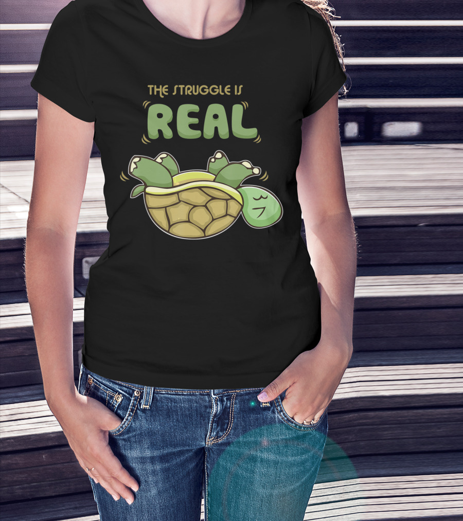 Funny Turtle The Struggle Is Real I Hate Situps Gym Workout T-Shirt