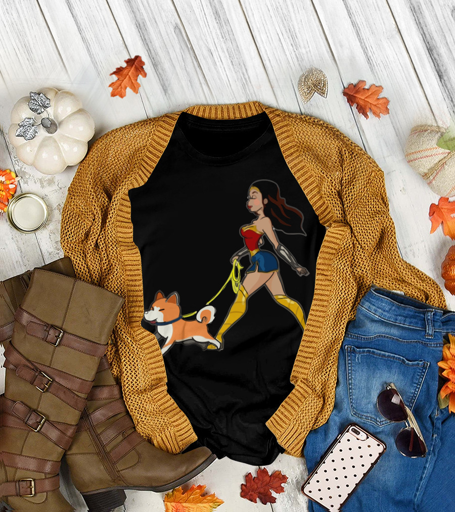 Walk With Akita Woman in Wonder T-Shirt