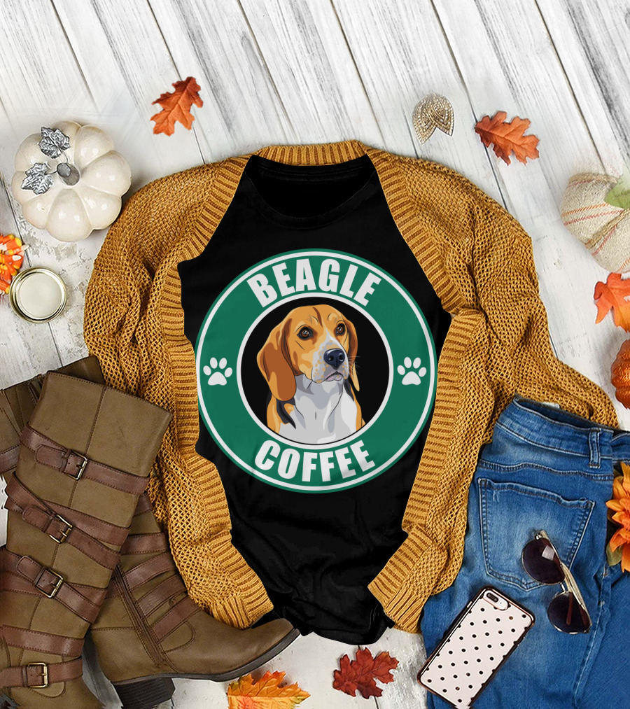 Beagle Coffee Paws Green Circle Beagle T-Shirt