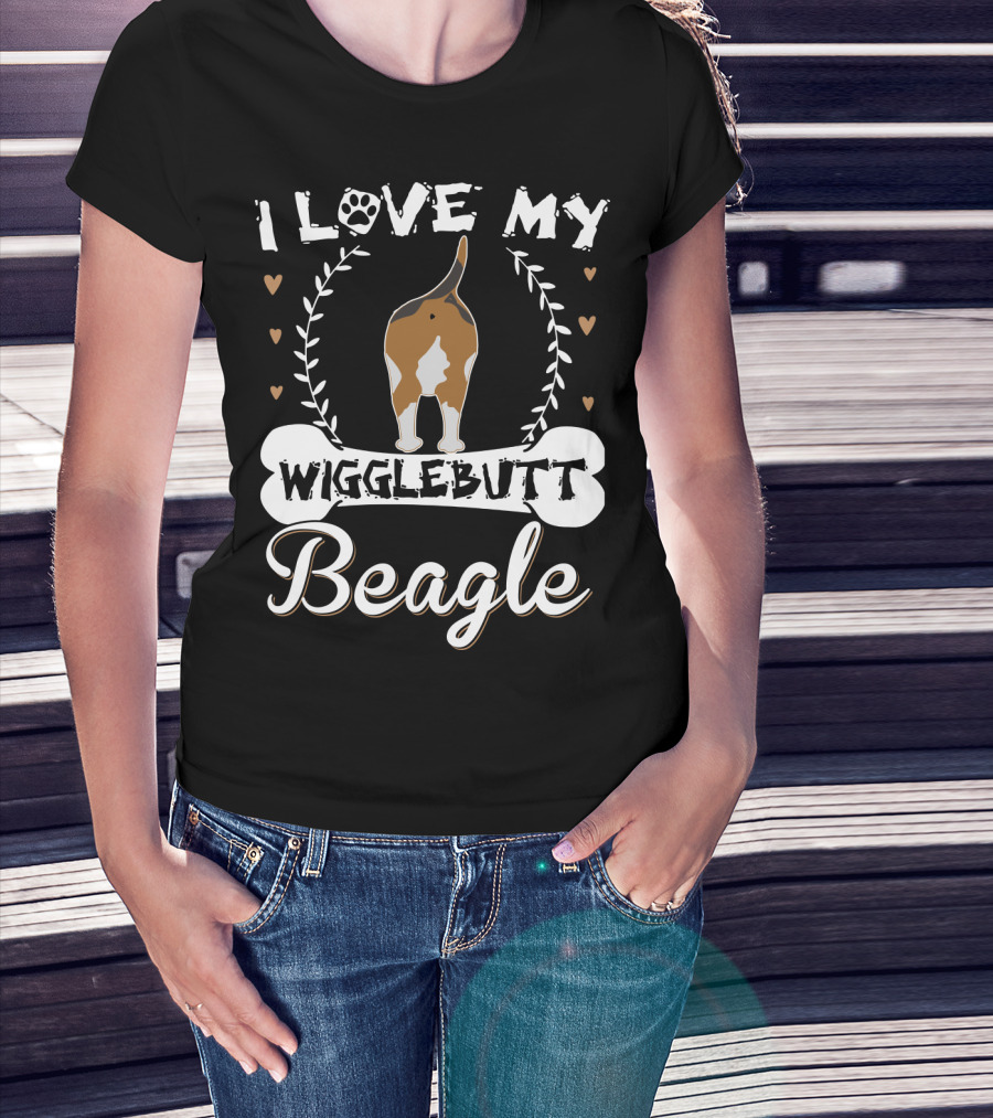 I Love My Wigglebutt Beagle Heart Paw Bone T-Shirt