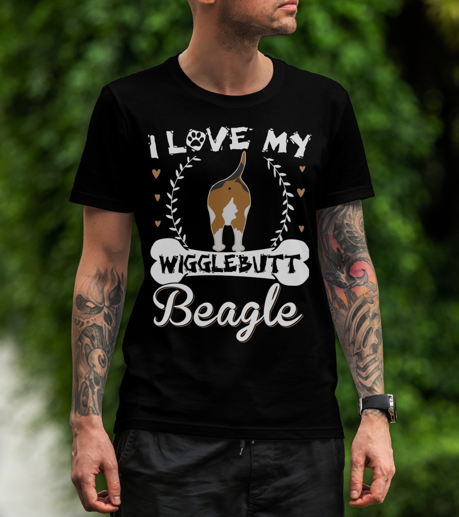 I Love My Wigglebutt Beagle Heart Paw Bone T-Shirt
