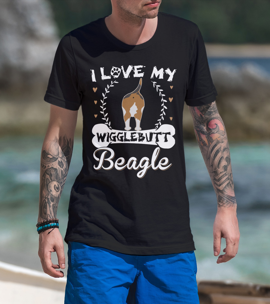I Love My Wigglebutt Beagle Heart Paw Bone T-Shirt