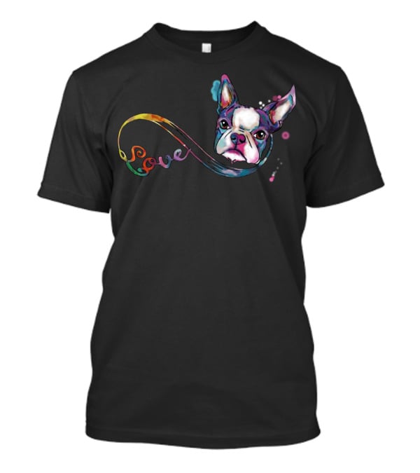 Love Boston Terrier Rainbow T-Shirt
