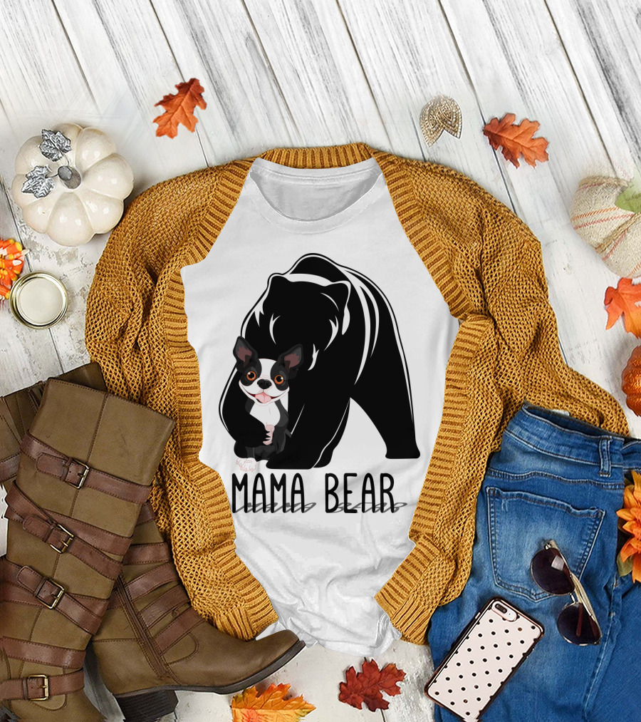 Mama Bear with Cute Dog Companion T-Shirt