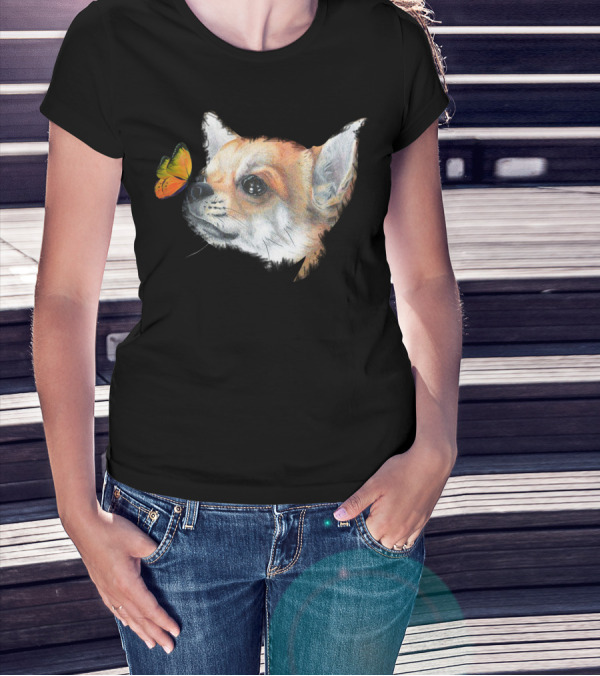Chihuahua And Butterfly Encounter T-Shirt