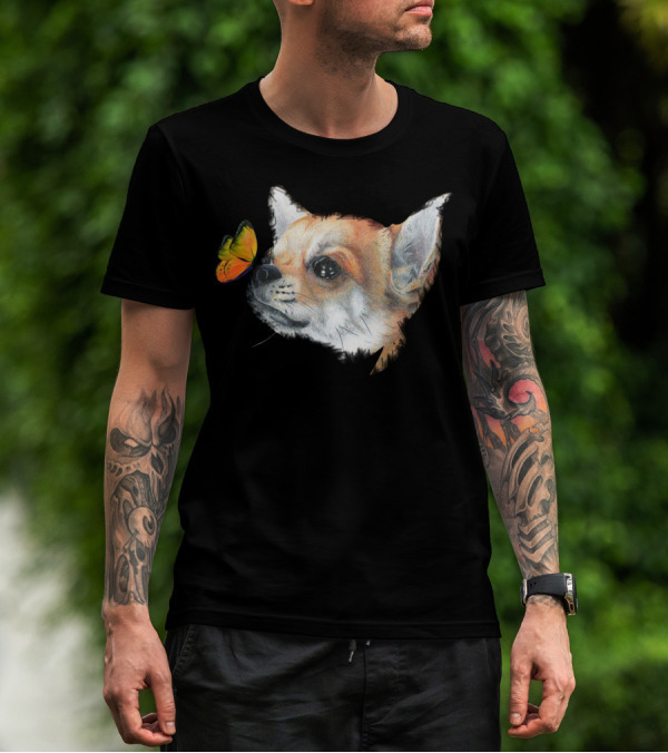 Chihuahua And Butterfly Encounter T-Shirt