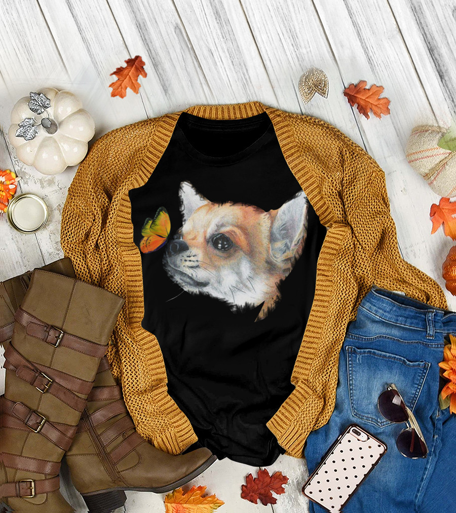 Chihuahua and Butterfly Encounter T-Shirt