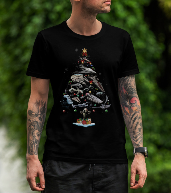 Star Wars Spacecraft Christmas Tree Holiday Mashup T-Shirt