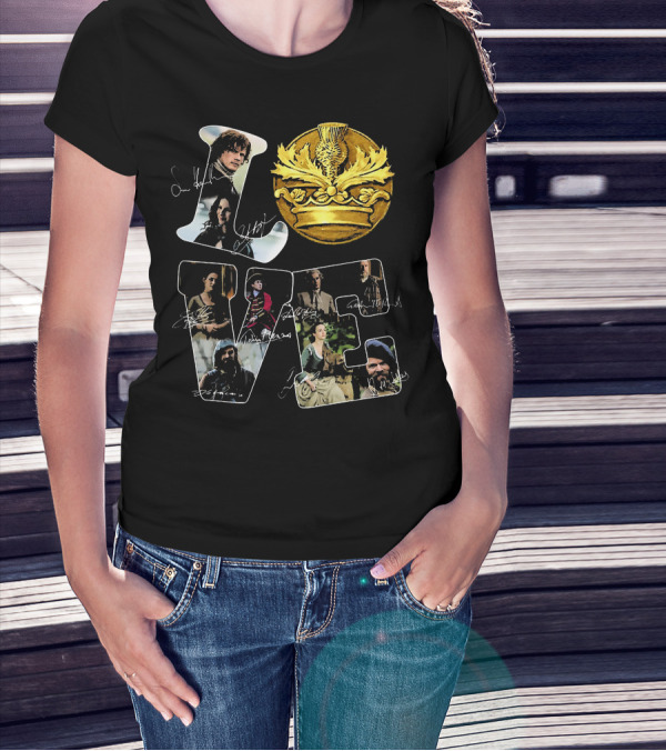 Love Outlander Crown Signature Cast Autographs T-Shirt