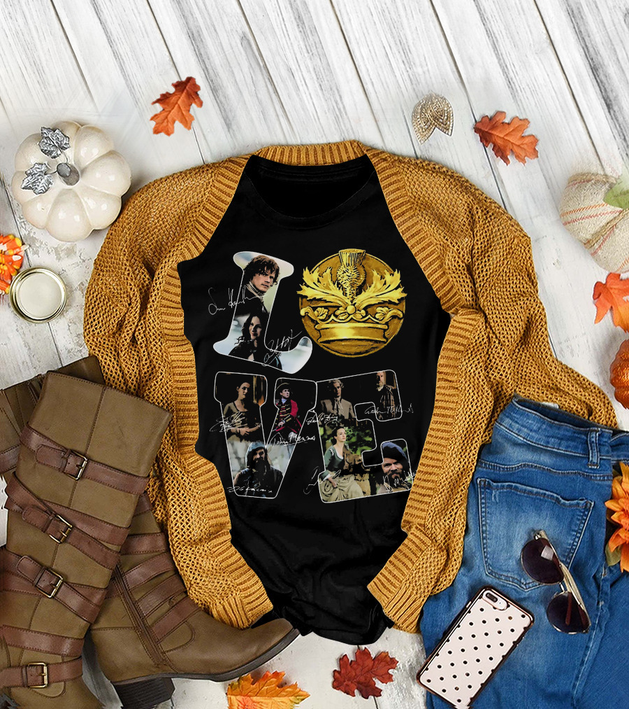 Love Outlander Crown Signature Cast Autographs T-Shirt