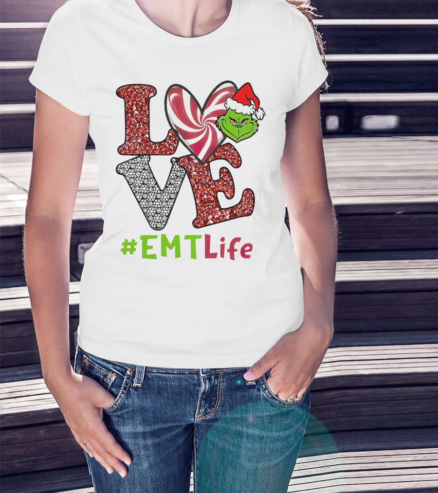 Love Grinch Heart #EMTLife T-Shirt