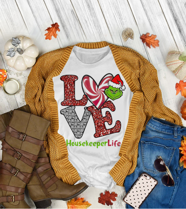 LOVE Grinch Heart #HousekeeperLife T-Shirt