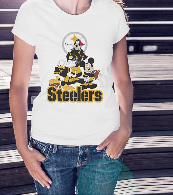 Mickey Donald Goofy Pittsburgh Steelers Football Characters T-Shirt