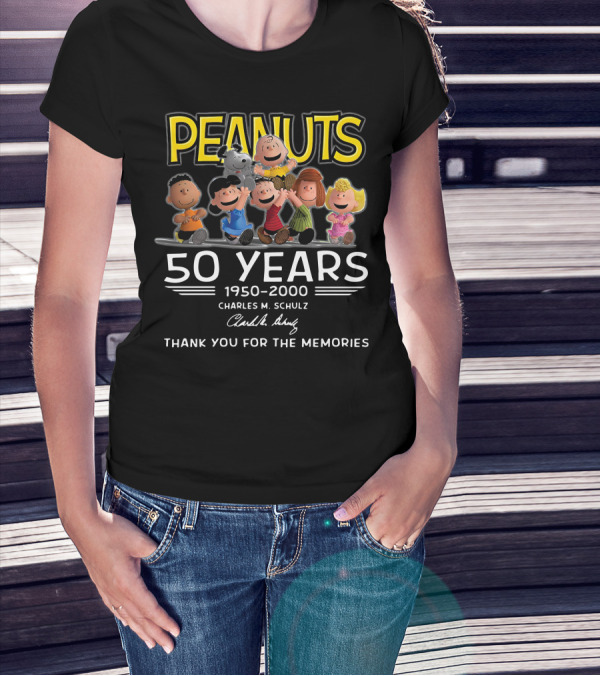Peanuts 50 Years 1950-2000 Charles M. Schulz Thank You For The Memories T-Shirt