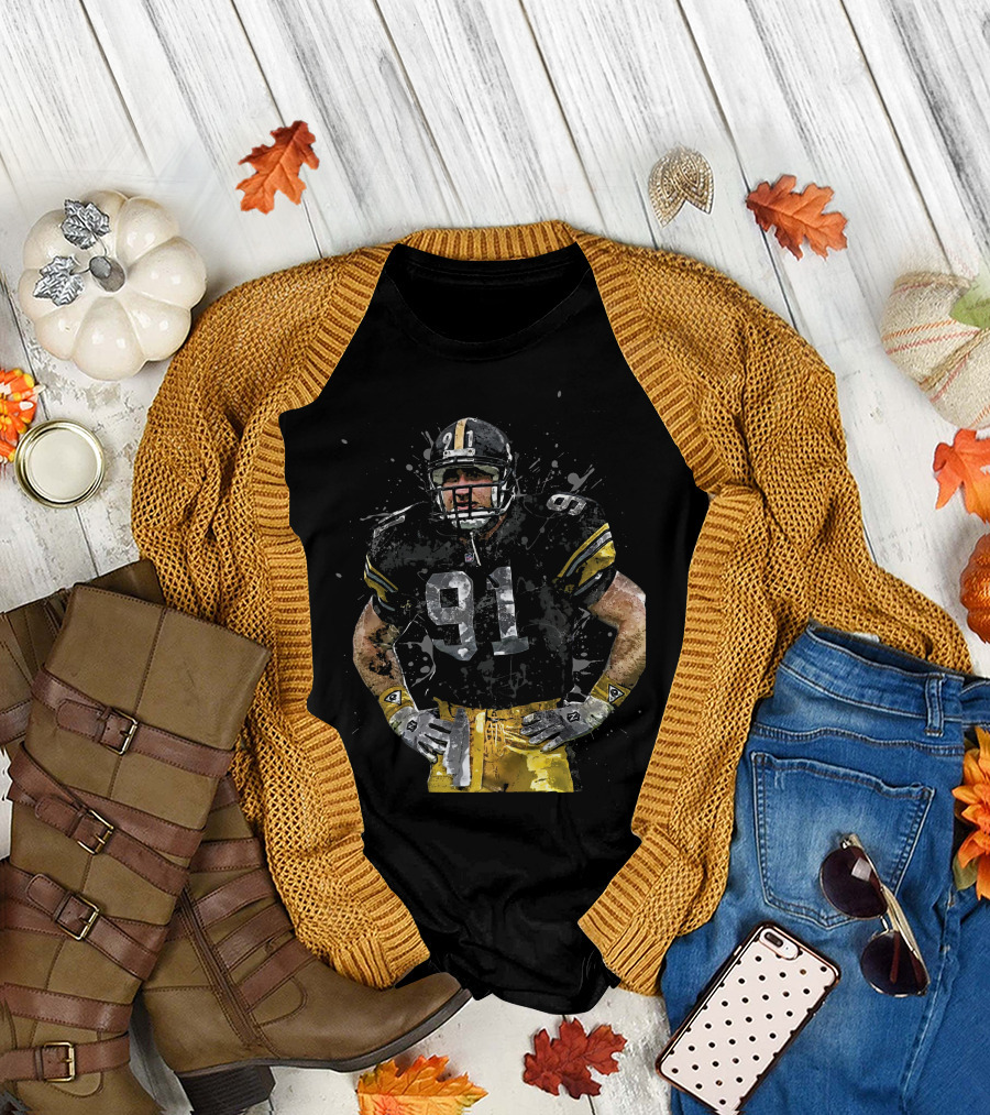 Pittsburgh Steelers Football Player 91 NFL Playoffs Splash T-Shirt