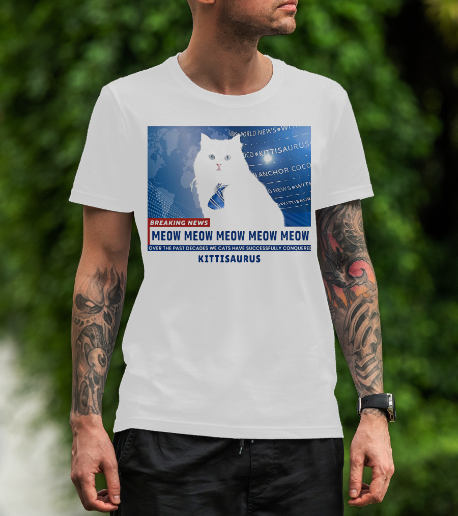 Breaking News Kittisaurus World News Anchor Coco Meow Meow Meow T-Shirt