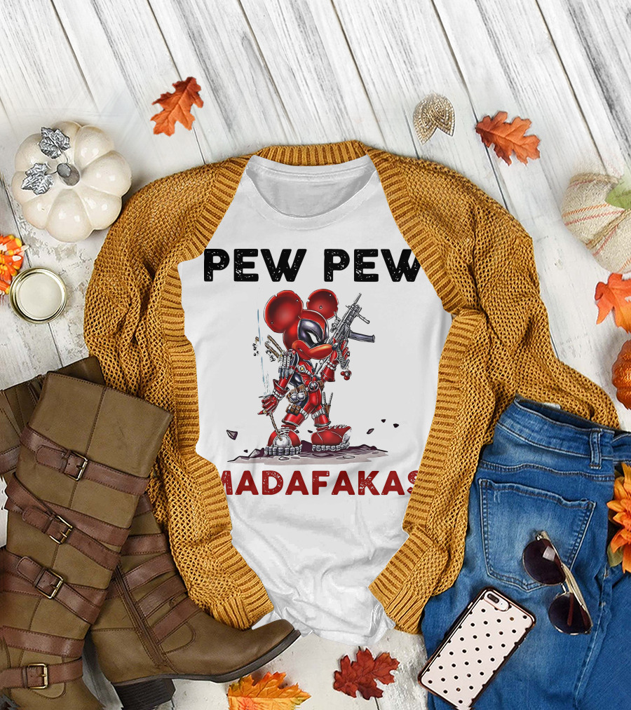 Pew Pew Madafakas Mickey Deadpool Mashup T-Shirt