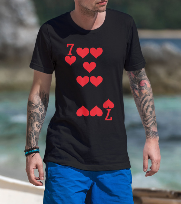 7 Of Hearts And Upside Down Spade Playing Cards T-Shirt