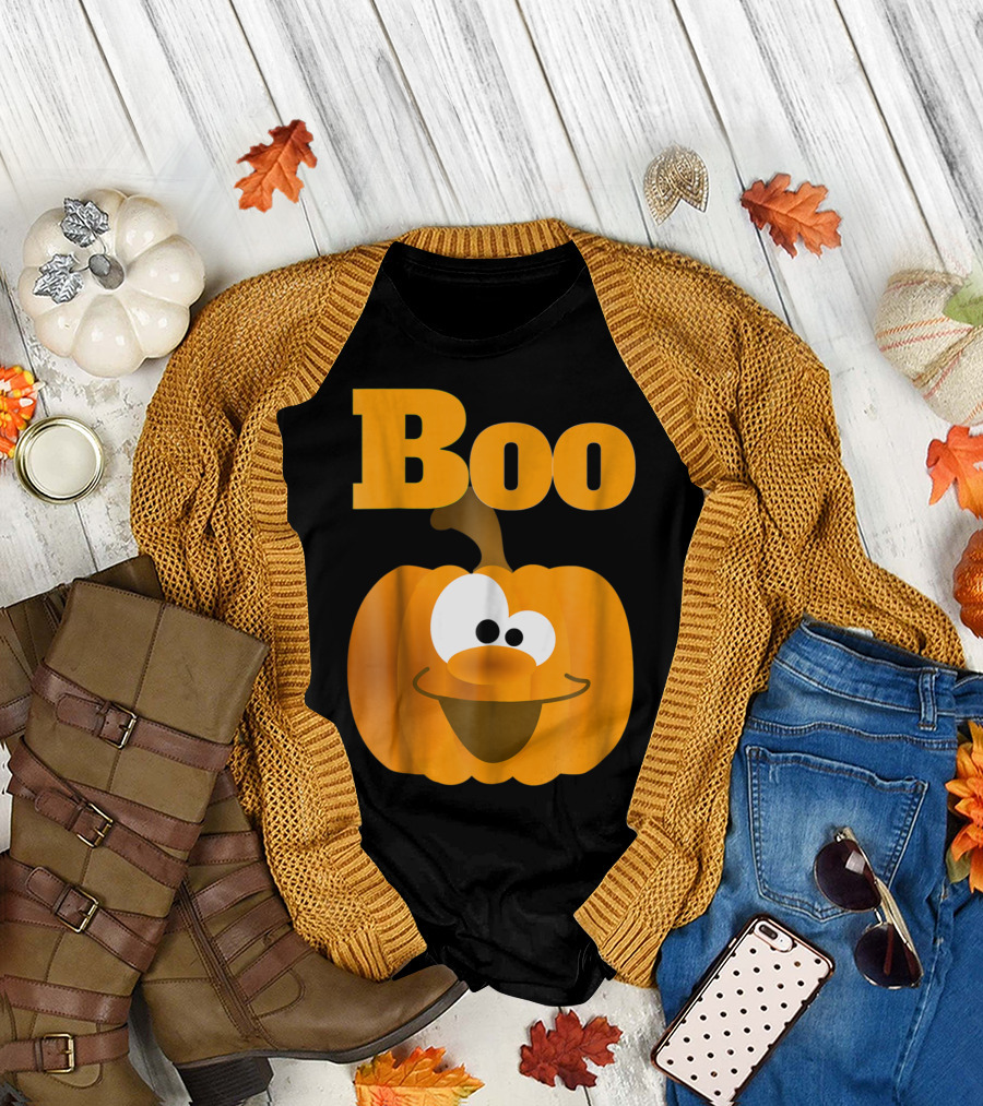 Boo Pumpkin Face Halloween T-Shirt