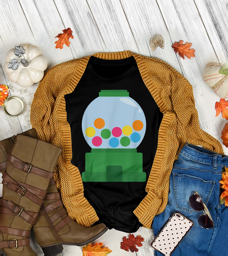 Bubble Gum Dispenser Costume Candy Chew Gumball Machine T-Shirt