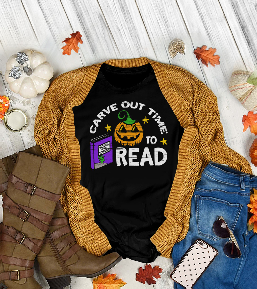 Carve Out Time To Read Return of the Zombies Halloween Pumpkin T-Shirt