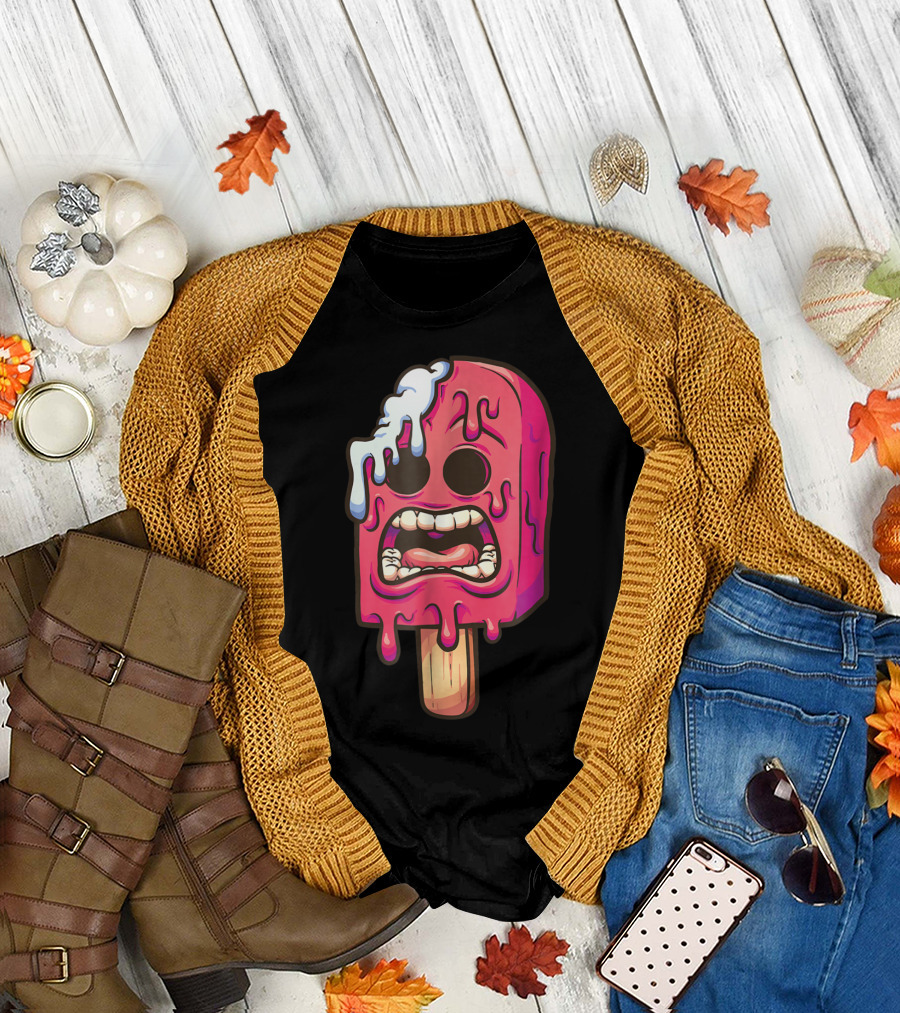 Creepy Halloween Ice Cream Popsicle Monster October 31st T-Shirt
