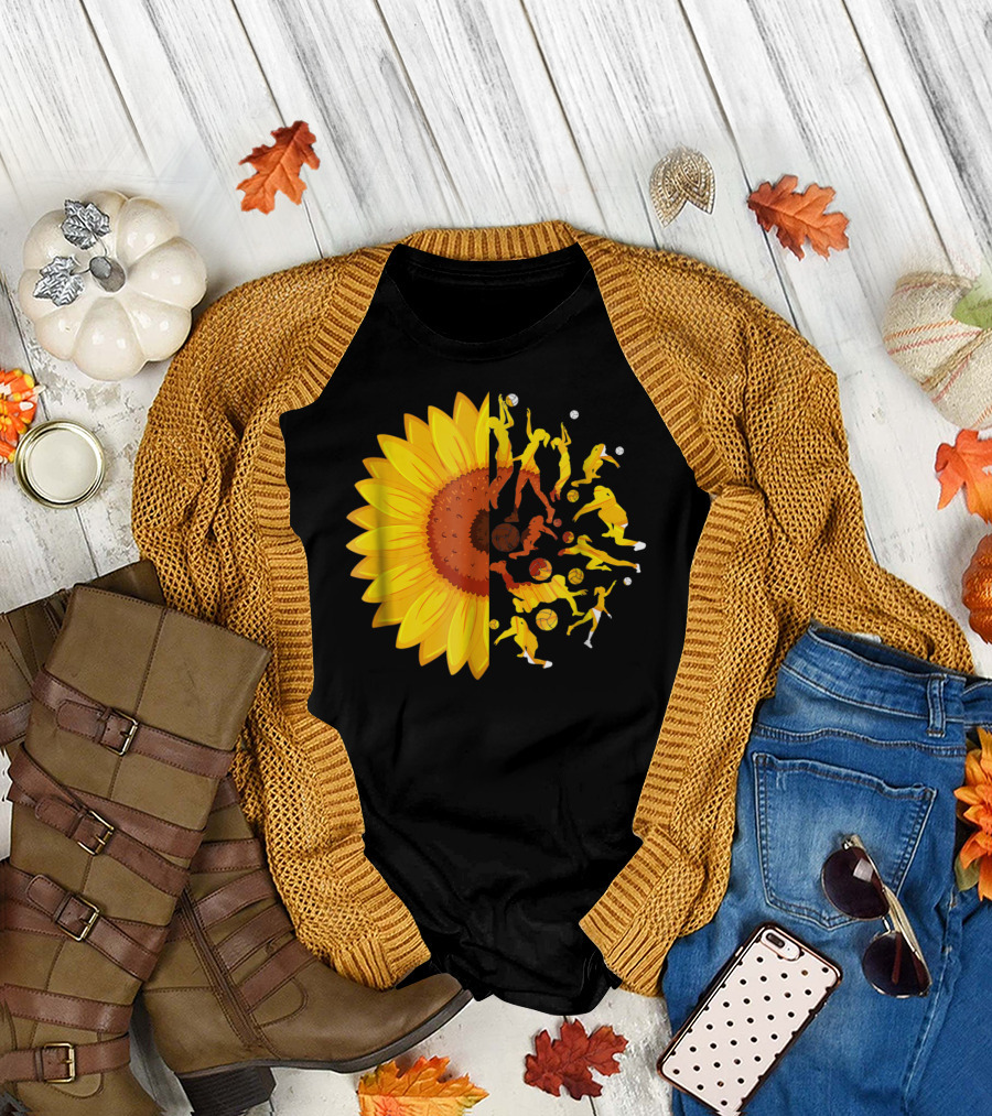 Love Volleyball Sunflower Players and Balls Harmony T-Shirt