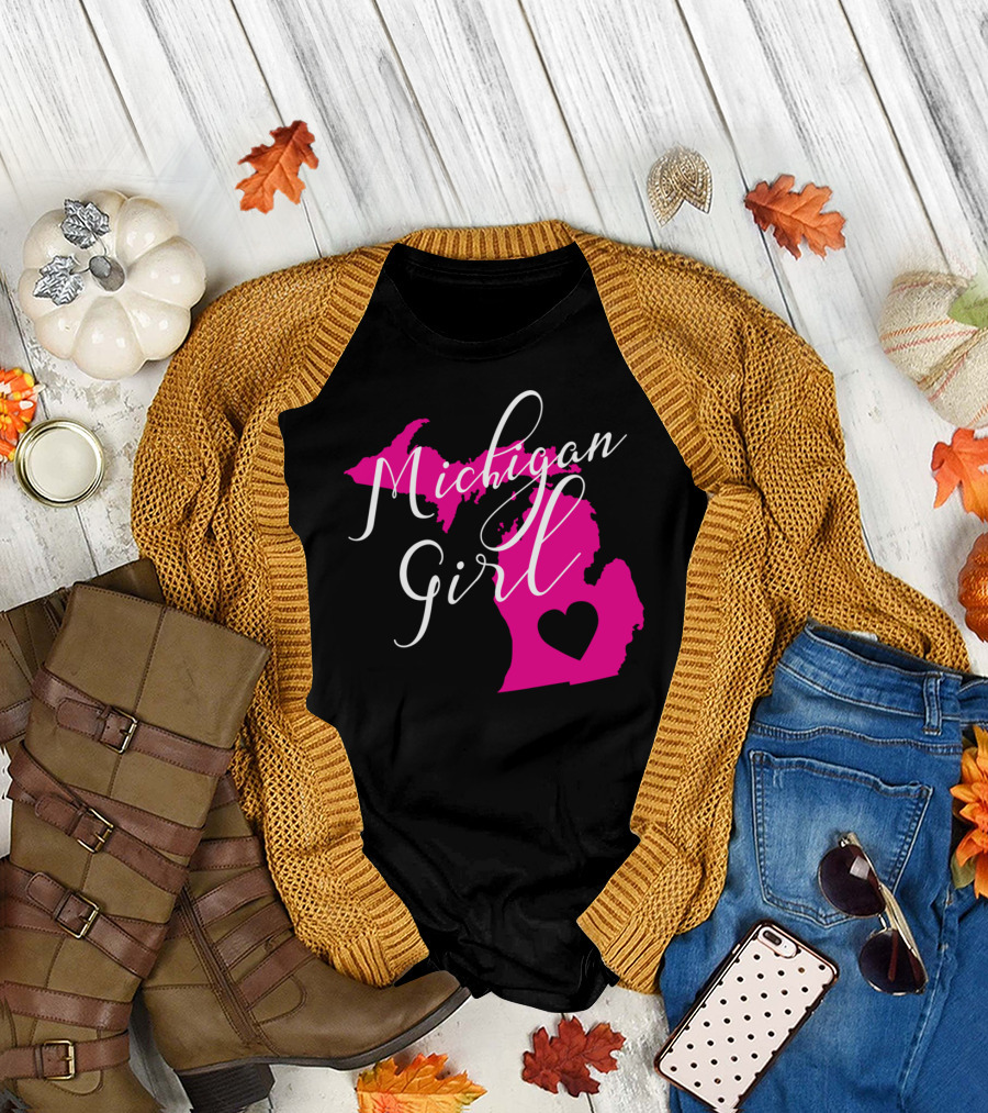 Michigan Girl Heart Home State T-Shirt