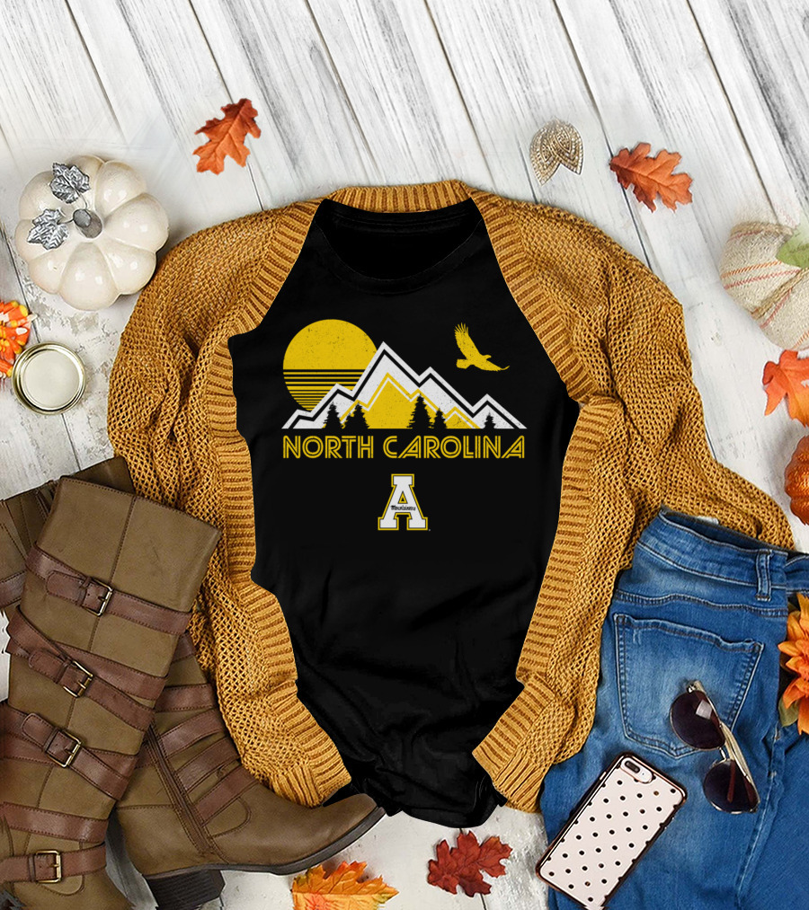 North Carolina Appalachian State Mountaineers Mountains Sun Bird T-Shirt
