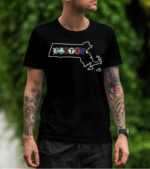 Boston Townie Massachusetts Sports Symbols T-Shirt